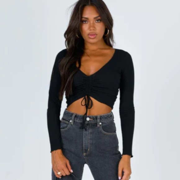 NWOT Princess Polly Pinch Me Top Black - Picture 5 of 9